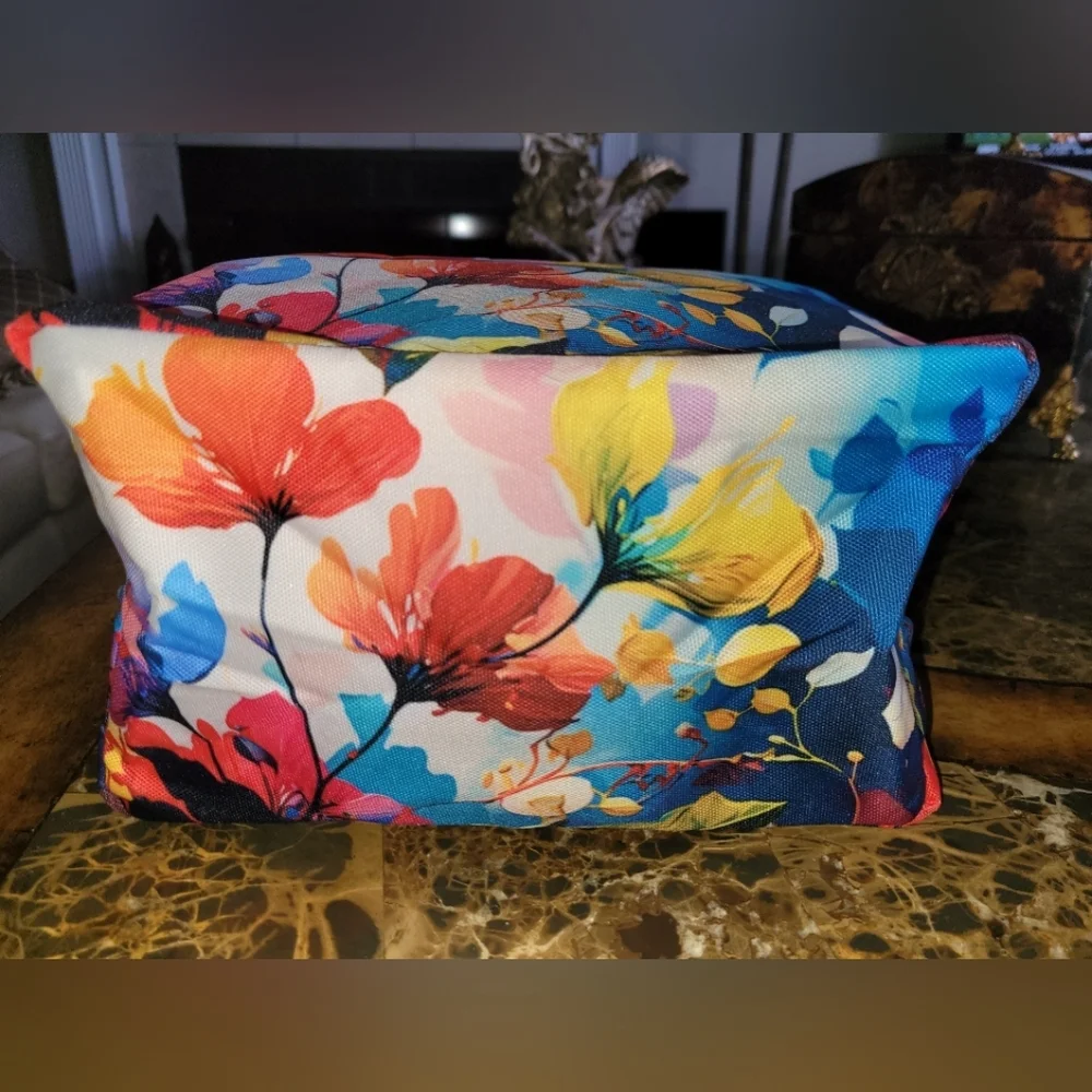 Colorful Floral Cosmetic Bag - Picture 5 of 6